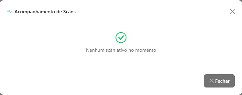Modal Acompanhamento de Scans aberto na tela de scans de conexões