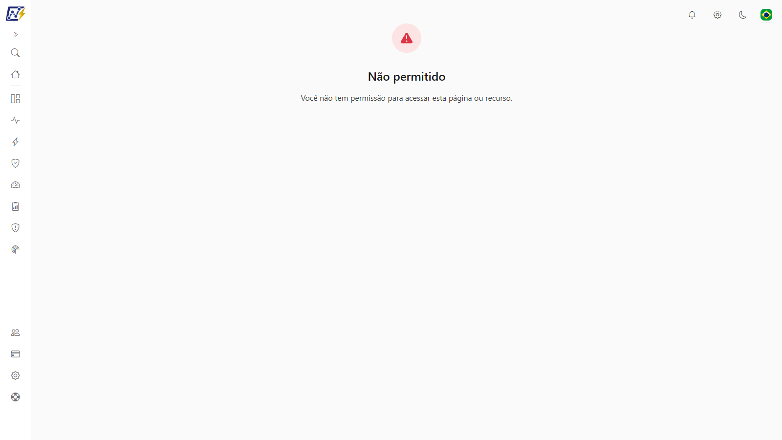 Tela Não permitido